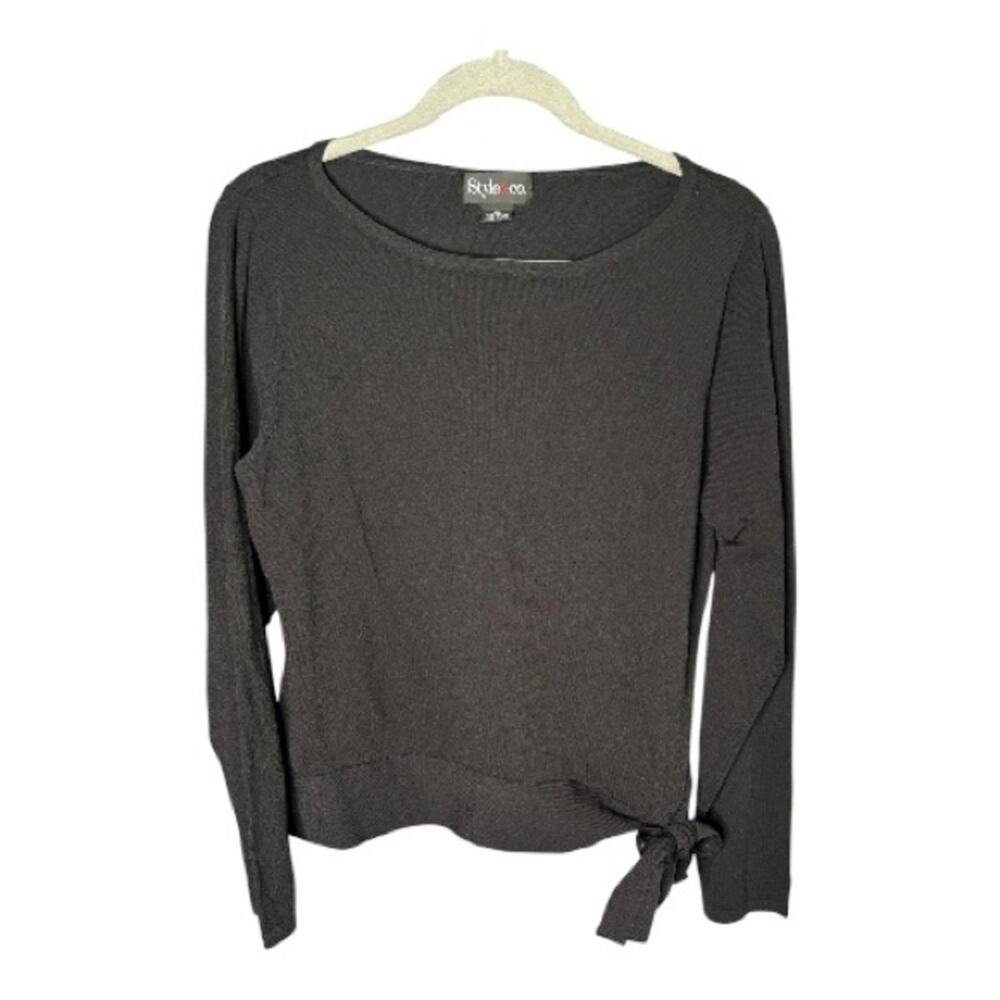 Style & Co Black Tie Hem Blouse XL